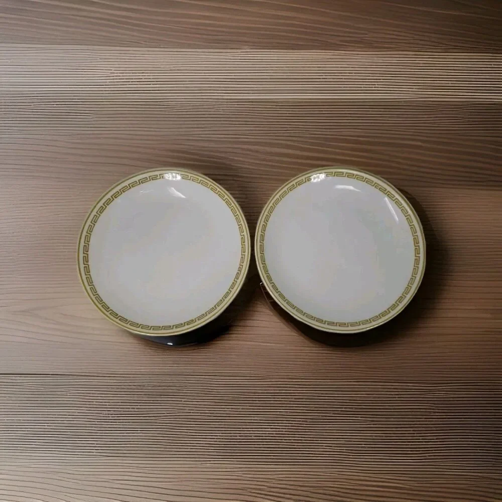 Two Homer Laughlin Best China USA Athena Empire Greek Key Dessert Plates 6.5